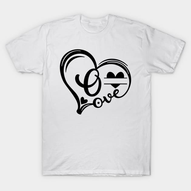 letter o monogram in the shape of love T-Shirt by Candy Store